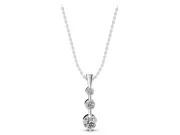 Round Lab-Grown Diamond Graduated Three-Stone Bar Pendant Necklace | Tapered Bail | White Gold