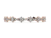 Round Lab-Grown Diamond Floral Cluster Tennis Bracelet | Flower Motif Links | Rose Gold