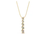 Round Lab-Grown Diamond S-Curve Wire Pendant Necklace | Prong Set | Yellow Gold