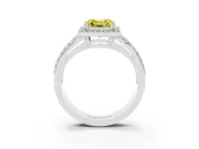 Asscher Cut Halo Engagement Ring Setting for a Fancy Yellow Lab-Grown Diamond | Pave Split Shank | Sterling Silver