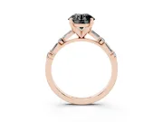 Round Baguette Side Stone Engagement Ring Setting for a Black Center | Rose Gold