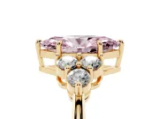 Marquise Cluster Side Stone Engagement Ring Setting for a Fancy Pink Lab-Grown Diamond | Yellow Gold