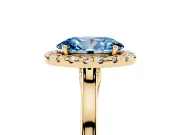 Oval Halo Engagement Ring Setting for a Fancy Blue Lab-Grown Diamond | Flat Tapered Band | Yellow Gold
