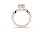 Princess Cut Crossover Pave Solitaire Engagement Ring Setting | Twisted Shoulders | Rose Gold
