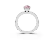Fancy Pink Marquise Cut Diamond Solitaire Ring Set in White gold with Slim Pavé Band and Prong Setting