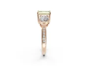 Emerald Cut Three Stone Engagement Ring Setting for a Fancy Yellow Lab-Grown Diamond | Tapered Pave Band | Rose Gold