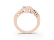Princess Cut Bezel Bypass Engagement Ring Setting | Round Side Stones | Rose Gold