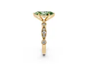 Marquise Vintage Milgrain Engagement Ring Setting for a Fancy Green Lab-Grown Diamond | Yellow Gold