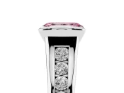 Emerald Cut Half Bezel Engagement Ring Setting for a Fancy Pink Lab-Grown Diamond | Platinum