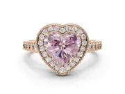 Heart-Shaped Graduated Milgrain Halo Engagement Ring Setting for a Fancy Pink Lab-Grown Diamond | Rose Gold