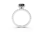 Round Hidden Halo Engagement Ring Setting | Pave Band | White Gold