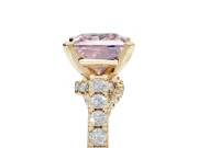 Princess Cut Pavé Solitaire Engagement Ring Setting for a Fancy Pink Lab-Grown Diamond | Crossover Gallery | Yellow Gold