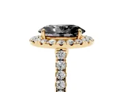Oval Halo Engagement Ring Setting for a Black Center | Pavé Shoulders | Yellow Gold