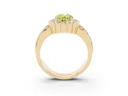 Oval Scalloped Halo Engagement Ring Setting for a Fancy Yellow Lab-Grown Diamond | Double Row Band | Yellow Gold