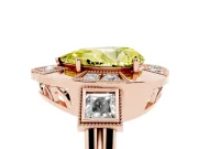 Fancy Yellow Pear Cut Diamond Milgrain Halo Ring Set in Rose gold with Split Shank
