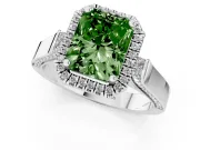 Radiant Cut Halo Engagement Ring Setting for a Fancy Green Lab-Grown Diamond | Pavé Panel Shoulders | Sterling Silver