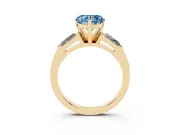 Heart-Shaped Three Stone Engagement Ring Setting for a Fancy Blue Lab-Grown Diamond | Tapered Baguettes | Yellow Gold