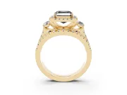 Asscher Cut Halo Split Shank Engagement Ring Setting for a Black Center | Yellow Gold