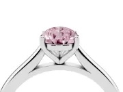 Fancy Pink Pear Cut Diamond Solitaire Ring Set in Silver with Cathedral Band and Prong Setting