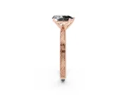 Fancy Black Pear Cut Diamond Solitaire Milgrain Engraved Band Set in Rose gold with Prong Setting