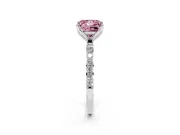 Princess Cut Pave Solitaire Engagement Ring Setting for a Fancy Pink Lab-Grown Diamond | Slim Band | Sterling Silver