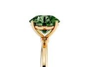 Round Thin Solitaire Engagement Ring Setting for a Fancy Green Lab-Grown Diamond | Straight Plain Band | Yellow Gold