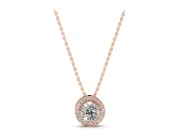 Round Lab-Grown Diamond Halo Pendant Necklace | Hidden Bail | Rose Gold
