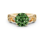 Round Vintage Engagement Ring Setting for a Fancy Green Lab-Grown Diamond | Yellow Gold