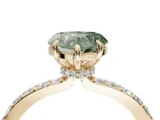 Heart-Shaped Pavé Engagement Ring Setting for a Fancy Green Lab-Grown Diamond | Yellow Gold - Design NV-24928