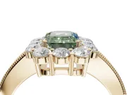 Emerald Cut Vintage Halo Engagement Ring Setting for a Fancy Green Lab-Grown Diamond | Yellow Gold