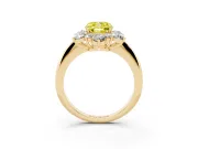 Cushion Cut Cluster Halo Engagement Ring Setting for a Fancy Yellow Lab-Grown Diamond | Yellow Gold
