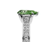 Pear-Shaped Graduated Pavé Engagement Ring Setting for a Fancy Green Lab-Grown Diamond | Platinum