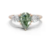 Pear-Shaped 3-Stone Engagement Ring Setting for a Fancy Green Lab-Grown Diamond | Rose Gold