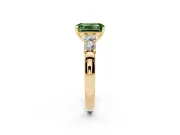Emerald Cut Five Stone Engagement Ring Setting for a Fancy Green Lab-Grown Diamond | Yellow Gold