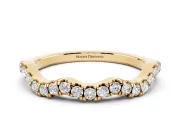 Round Lab-Grown Diamond Wavy Curved Pavé Wedding Band | Shared Prongs | Yellow Gold