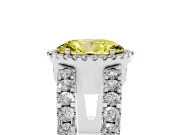 Fancy Yellow Oval Cut Diamond Halo Ring Set in Silver with Pavé Split Shank and Prong Setting