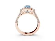 Pear-Shaped Halo Engagement Ring Setting for a Fancy Blue Lab-Grown Diamond | Pavé Panel Shoulders | Rose Gold