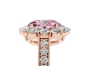 Oval Vintage Halo Engagement Ring Setting for a Fancy Pink Lab-Grown Diamond | Rose Gold