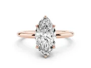 Marquise Hidden Halo Engagement Ring Setting | Thin Plain Band | Rose Gold