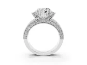 Heart-Shaped Vintage Milgrain Pave Engagement Ring Setting | Crescent Side Rows | Platinum