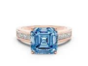 Asscher Cut Channel Engagement Ring Setting for a Fancy Blue Lab-Grown Diamond | Rose Gold