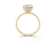 Asscher Cut Pave Solitaire Engagement Ring Setting | Fine Line Pave Band | Yellow Gold