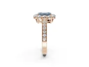 Emerald Cut Vintage Halo Engagement Ring Setting for a Fancy Blue Lab-Grown Diamond | Rose Gold