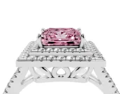 Princess Cut Halo Engagement Ring Setting for a Fancy Pink Lab-Grown Diamond | Platinum - Design NV-24799
