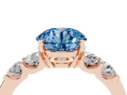 Round Five Stone Engagement Ring Setting for a Fancy Blue Lab-Grown Diamond | Rose Gold