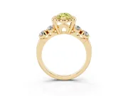 Marquise Floral Engagement Ring Setting for a Fancy Yellow Lab-Grown Diamond | Petal Frame and Side Stones | Yellow Gold