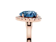 Heart-Shaped Halo Engagement Ring Setting for a Fancy Blue Lab-Grown Diamond | Flat Tapered Band | Rose Gold