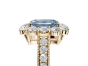 Emerald Cut Vintage Halo Engagement Ring Setting for a Fancy Blue Lab-Grown Diamond | Yellow Gold