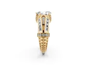 Pear Cut Diamond Vintage-Inspired Milgrain Ring Set in Yellow gold with Accent Split Shank