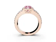 Cushion Cut Halo Split Shank Engagement Ring Setting for a Fancy Pink Lab-Grown Diamond | Rose Gold